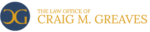 The Law Office of Craig M. Greaves logo with blue and gold design.